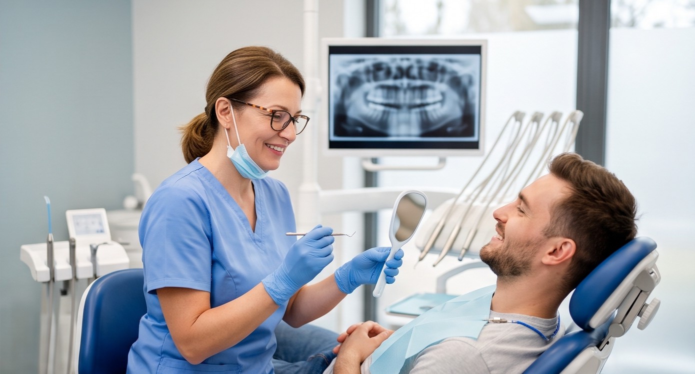 Ilustración abstracta sobre la visita al dentista